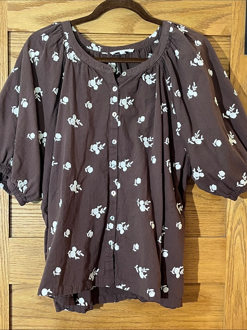 Workshop Republic Clothing Brown Floral Button-Front Blouse